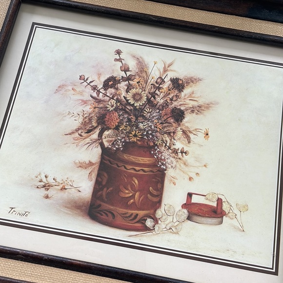VINTAGE floral still life print framed autumn rustic botanical - Picture 2 of 8